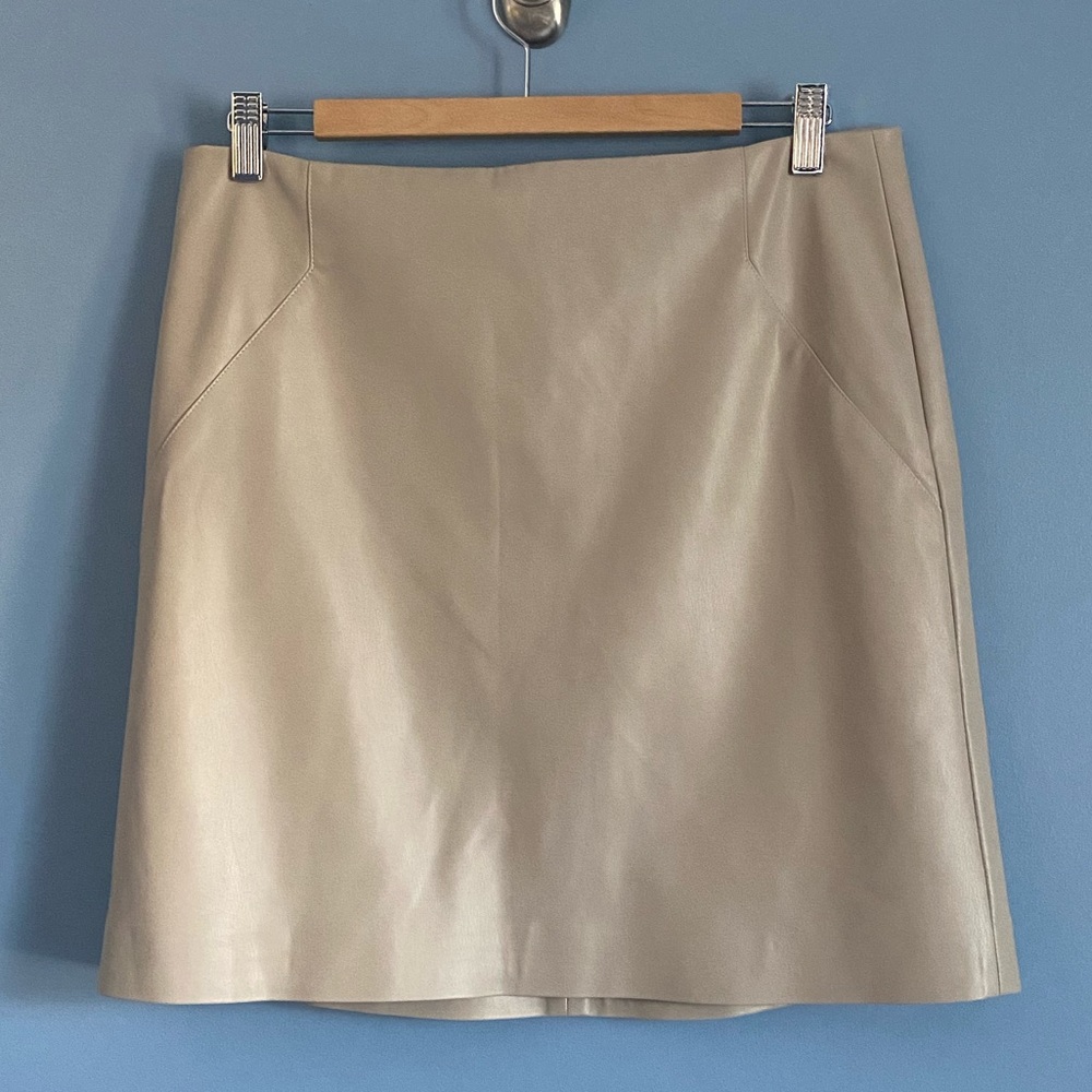 RW&CO. Beige Faux Leather Skirt